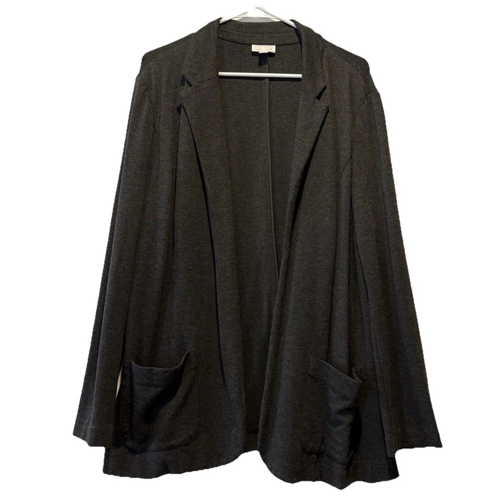J Jill Ponte Knit Jacket Blazer Women's Size Large‎ Gray Open Front Stretch